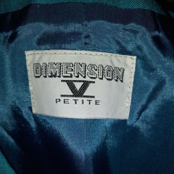 Dimension V petite 80s vtg aqua vneck blazer - Picture 6 of 7